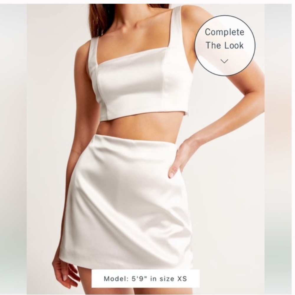 Abercrombie & Fitch White Satin Mini Skirt